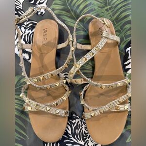 Vaneli Gold Strappy Sandals 8.5 M, NEW